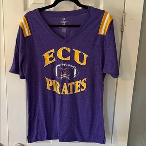 Colosseum Women’s Purple and Gold ECU Pirates Football Short Sleeve Tee